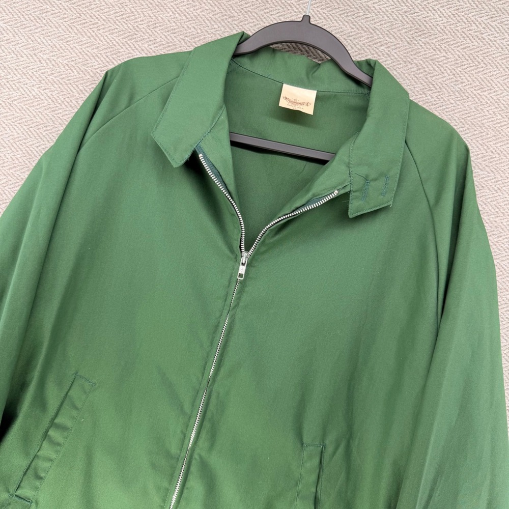 Auburn Sportswear Windbreaker XXL Green Polyester Lightweight Harrington Jacket